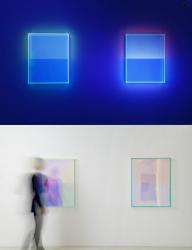 カラーミラー・ソフト・フルオ・ダブルフレーム・ロサンゼルス 3&4, 2022 fluorescent acrylic glass 各 100 x 80 x 10 cm © Regine Schumann